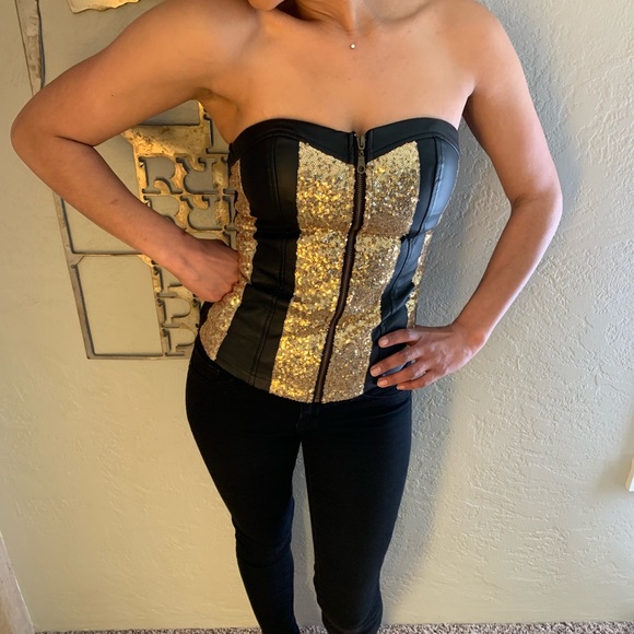 Gold Sequin Bustier - Picture 4 of 5